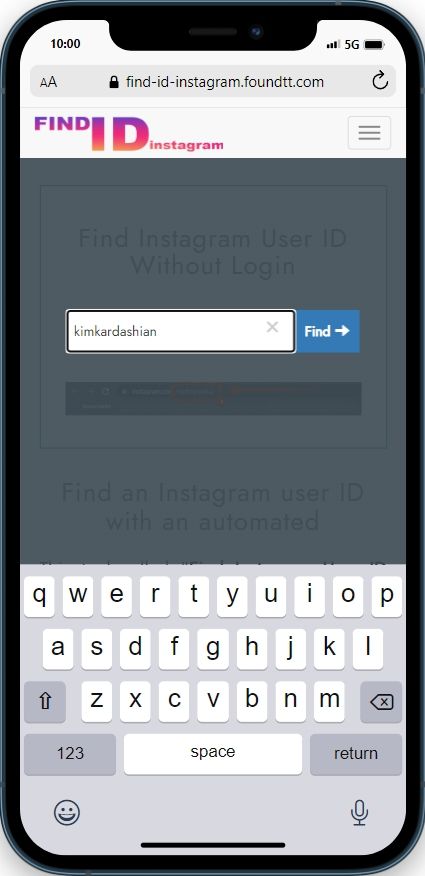 Finden Sie die Instagram-Benutzer-ID online Schritt 2